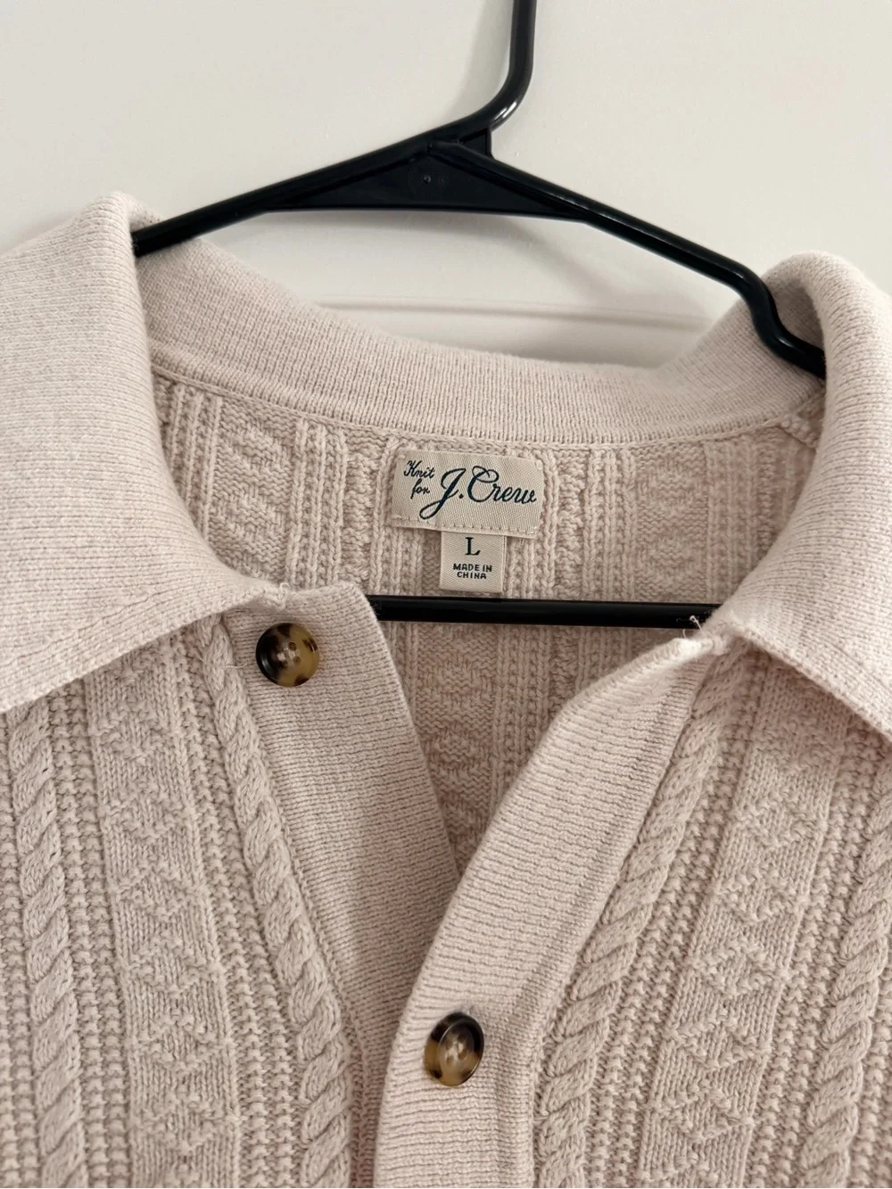 J. Crew Men's Short-Sleeve Knit Polo Cardigan in Beige
